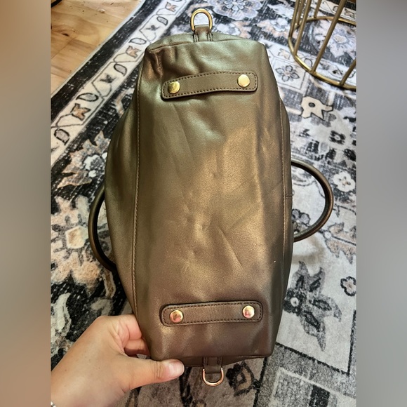 Vintage Y2K Coach Ashley Two Way Bronze Metallic Leather Carryall Handbag - Picture 6 of 10